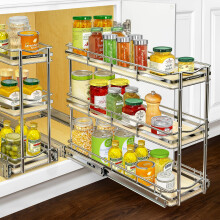 LYNK PROFESSIONAL? ?litePull Out Spice Rack Organizer for Inside Kitchen Cabinets - 6""""x21"""" - Slide Out Drawer - Wood/Chrome Sliding Spice Cabin
