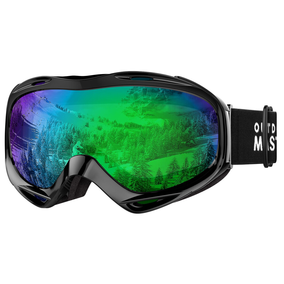Masque De Ski Outdoormaster Otg - Lunettes De Ski/Snowboard Pour Hommes, Femmes Et Jeunes - Protection Uv 100 % (Monture Noire + Verres Verts Vlt 32 %-image