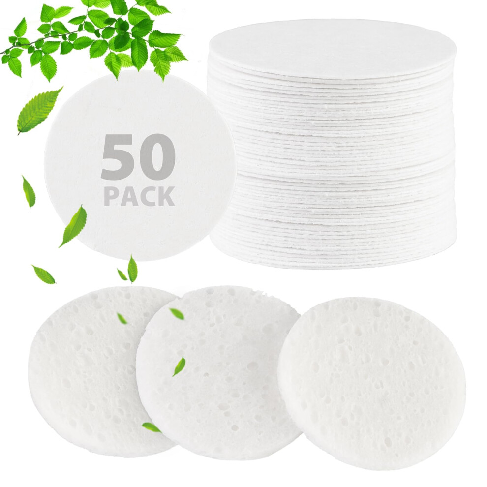 Taotop 50-Count Compressed Facial Sponges 100% Natural Cellulose Spa Sponge Perfect For For Daily Cleansing Exfoliating Removing Dead Skin And Makeup Remo