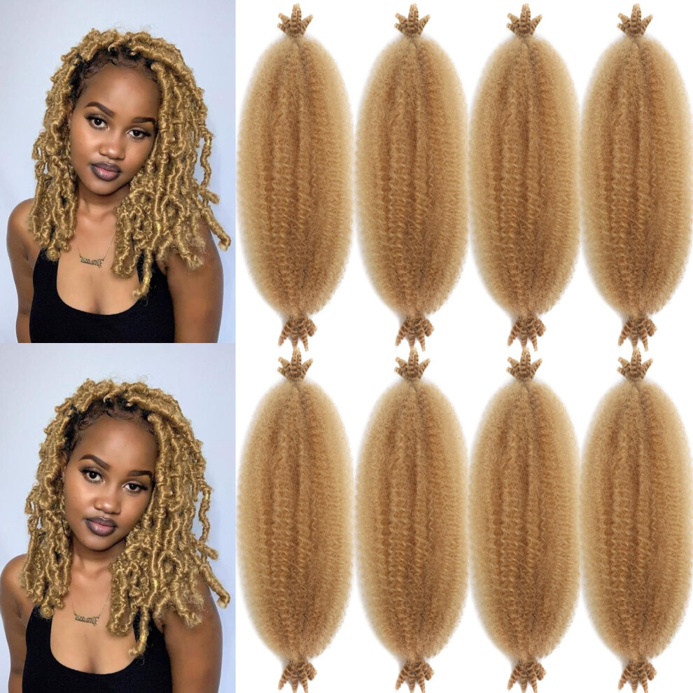 Parceria Unisex 12 Inch Springy Afro Twist Hair 8 Packs Marley Twist Braiding Hair Pre-Fluffed Spring Twist Hair Kinky Hair Afro Twist Hair Marley Hair For Faux Locs