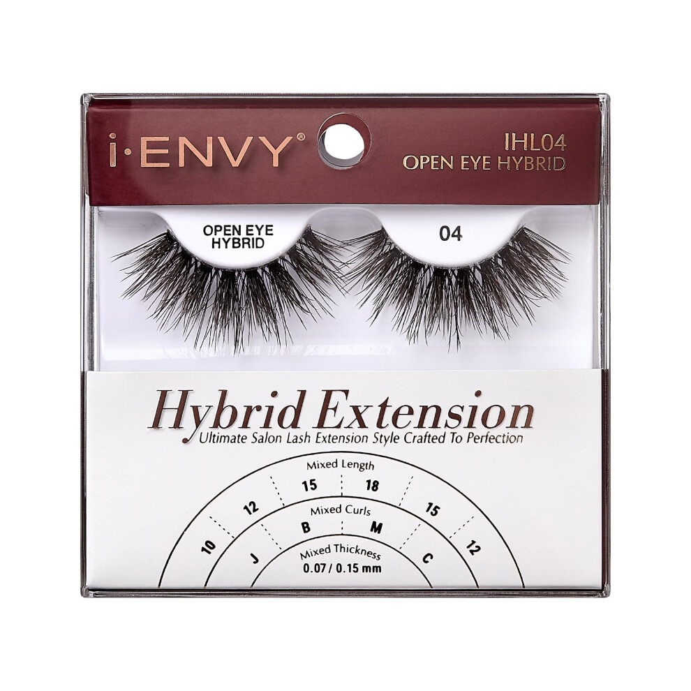 Ienvy I-Envy Extension False Lashes Hybrid Salon Lash Clear Invisible Band Strip Natural Look Mixed Volume Curl Eyelashes Wispy Fluffy Cat Eye Fake Lashes