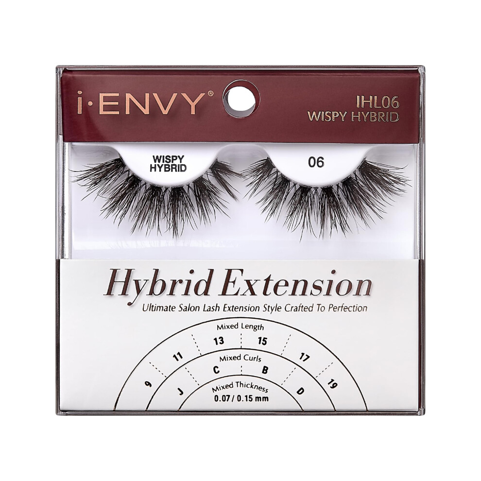 Ienvy I-Envy Extension False Lashes Hybrid Salon Lash Clear Invisible Band Strip Natural Look Mixed Volume Curl Eyelashes Wispy Fluffy Cat Eye Fake Lashes
