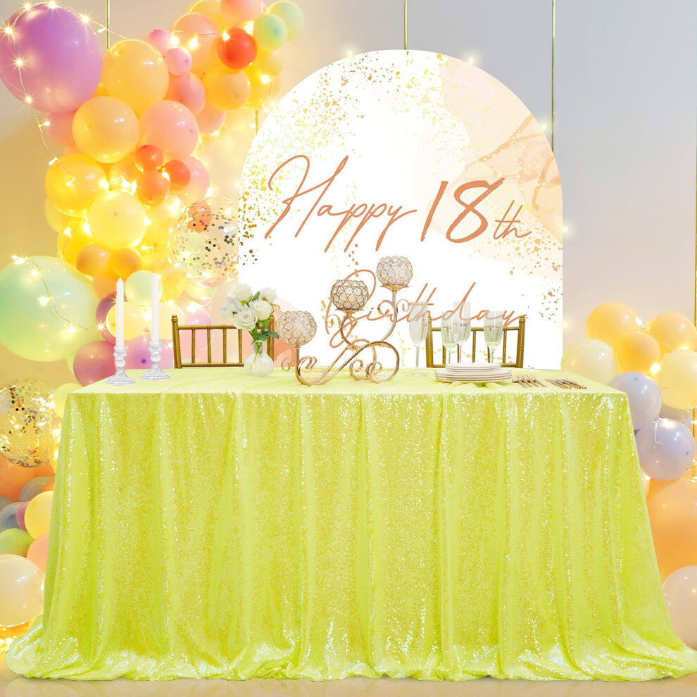 Nappe scintillante B-COOL en tissu à paillettes, jupe de table en lin à paillettes jaune cristal pour décoration de fêtes d'anniversaire et de fi