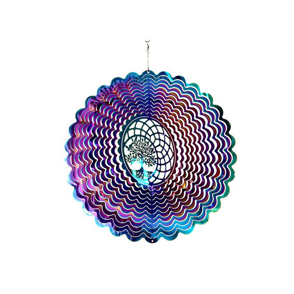 Stainless Steel Colorful Wind Spinner 3D Metal Art Garden Decoration