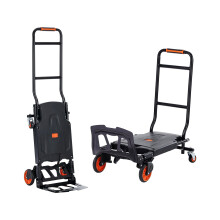 VEVOR Aluminum Folding Hand Truck, 2 in 1 Design 300 Lbs Capacity, Heavy Duty Industrial Collapsible cart, Dolly Cart with Rubber Wheels for Transport