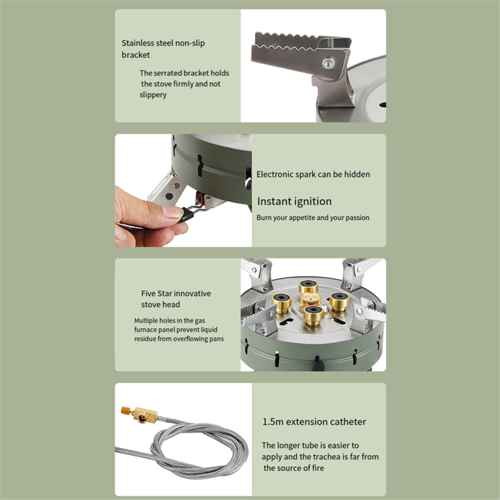 Foldable Adjustable Firepower Furnace Gasstove Camping Hiking Green-image-OPC-PGDPN95-NEW