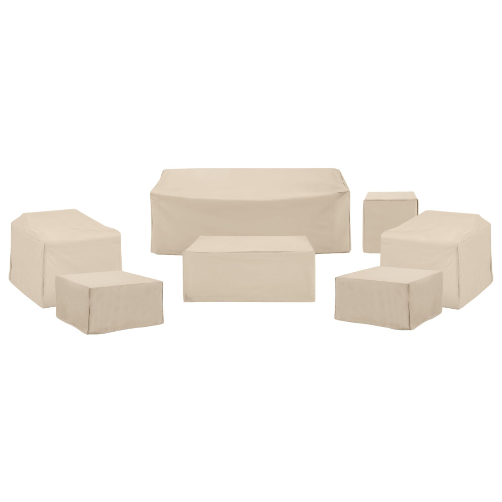 Crosley Furniture Patio Furniture Covers, Waterproof 7-Piece Cover Set for Outdoor Chairs, Sofa, Tables, Tan