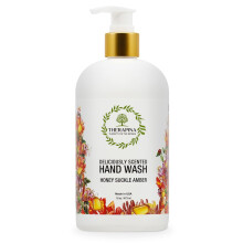 THERAPINA Aromatherapy Luxury Liquid Hand Soap - Vegan Moisturizing Hand Wash with Aloe Vera Botanical Oils Honeysuckle Amber Scent - Fancy Li