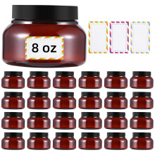 Entjor 24-pack 8 Oz plastic containers met deksels en waterdicht label BPA-vrij - navulbare transparante cosmetische containers voor lichaamsboter, s