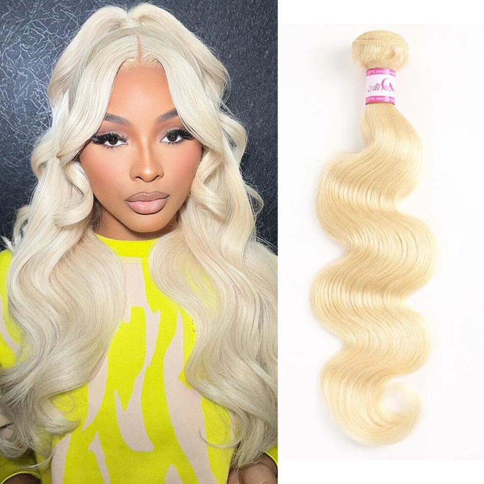 Gyajep Unisex 613 Human Hair Bundles Body Wave Blonde Bundles 100% Unprocessed 12A Grade Brazilian Virgin Human Hair 613 Hair Extensions For Women 16 Inch