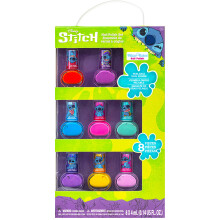 Disney Stitch Non-Toxic Peel-Off Water-Based Safe Quick Dry Nail Polish |Gift Kit Set for Kids Tweens Girls Shimmer and Opaque Colors| Ages 3+ (8 Pc
