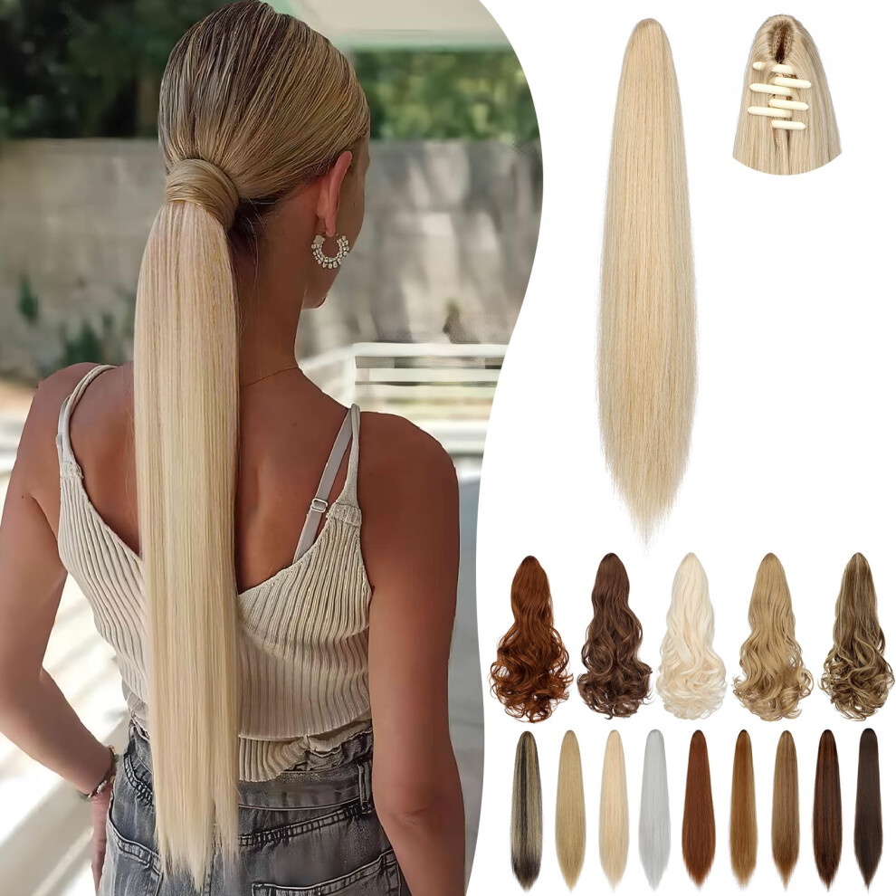 Cephermer Unisex Not,Specified Ponytail Extension Claw 18 20 Long Curly Wavy Straight Clip In Natural Looking Synthetic Hair Extension Ponytail Hairpiece For Women Ash
