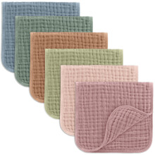 Comfy Cubs Muslin Burp Cloths 20 x 10 Pack of 6 - Large 6-Layer Ultra Absorbent 100% Cotton for Baby Drool and Messes - Soft Safe & Gentle Bab