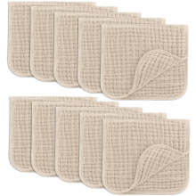 Comfy Cubs Muslin Burp Cloths 20 x 10 Pack of 10 - Large 6-Layer Ultra Absorbent 100% Cotton for Baby Drool and Messes - Soft Safe & Gentle Ba