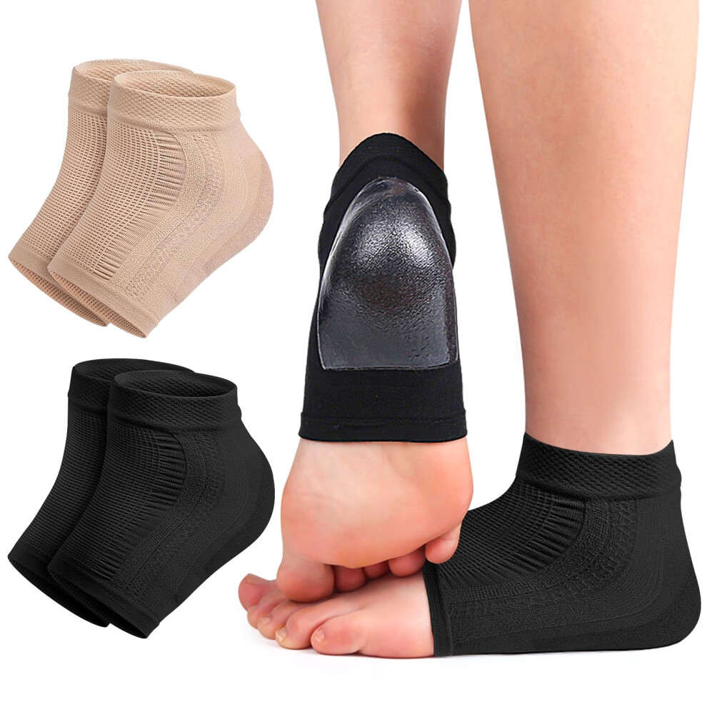 Mickee Cracked Heel Treatment Repair Socks - 2Pair Of Premium Padded Compression Gel Sleeve/Sock For Dry Feet Treatment Spa Moisturizing Heel Socks For Repa