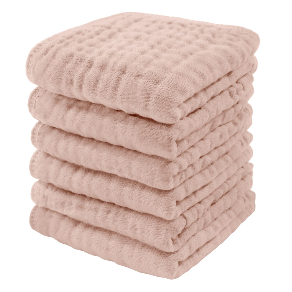 Muslin Baby Washcloths 6 Pack - Soft 6-Layer Cotton Wash Cloths For Sensitive Skin - 10X10 Large Gentle Absorbent Infant Essentials F Comfy Cubs