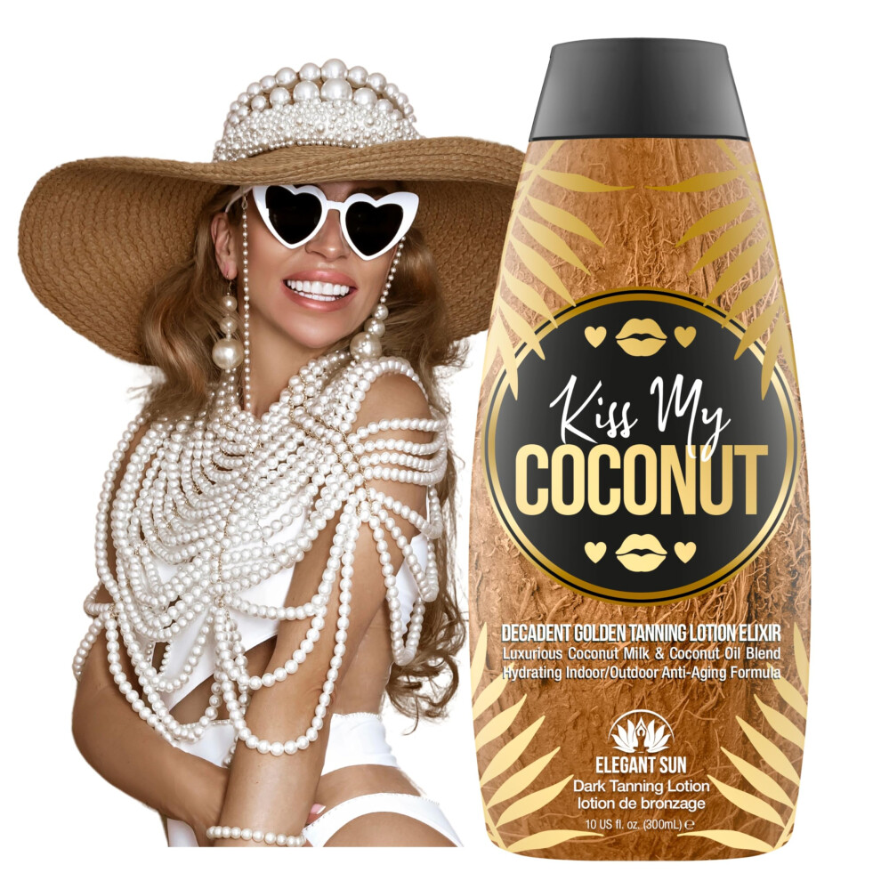Kiss My Coconut - Tanning Bed Lotion  Skin Softening Golden Tan Intensifier with Coconut Milk & Cocoa Butter  No Bronzer  Unisex Hydrating Indoor/Outd