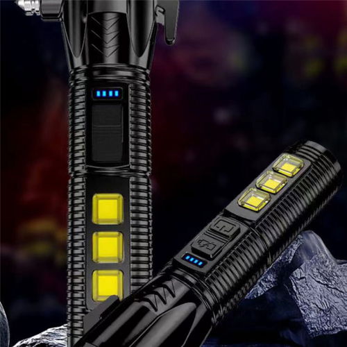 Multifunctional Strong Light Flashlight Car Safety Hammer 2