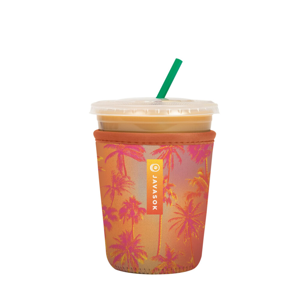 Housse isotherme en n   opr   ne pour tasse de caf    glac    et soda Sok It Java Sok (Sunset Palm Small   : 16-20   oz)