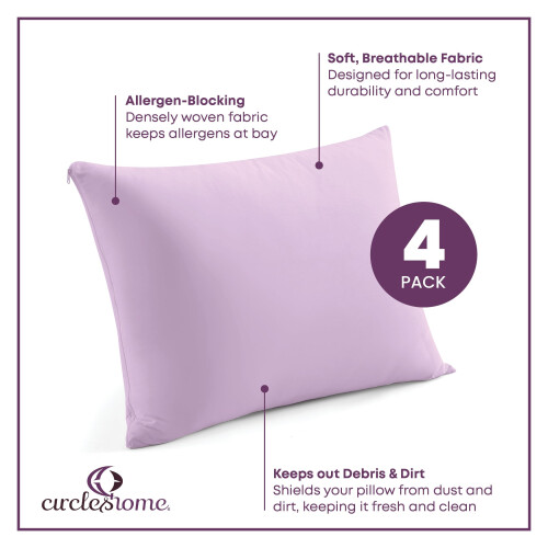 CirclesHome Housses de Coussin 4 Pack Queen Zippées - 100% Coton Respirant 1