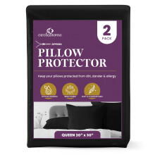 CirclesHome Pillow Protectors 2 Pack Queen Zippered - 100% Cotton Breathable Pillowcases - Protects Pillows from Dirt Dust and Debris (Queen- Set of