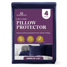 CirclesHome Pillow Protectors 4 Pack Queen Zippered - 100% Cotton Breathable Pillowcases - Protects Pillows from Dirt Dust and Debris (Queen- Set of