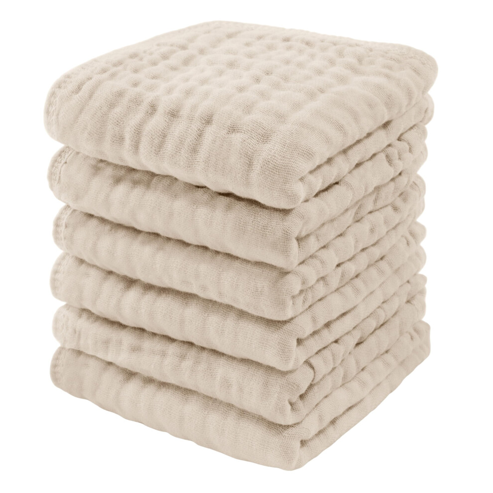 Muslin Baby Washcloths 6 Pack - Soft 6-Layer Cotton Wash Cloths For Sensitive Skin - 10X10 Large Gentle Absorbent Infant Essentials F Comfy Cubs