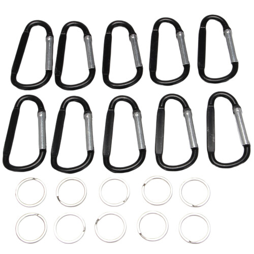 10PCS Aluminum Carabiner Clips,Premium D-Ring with Keyring 1