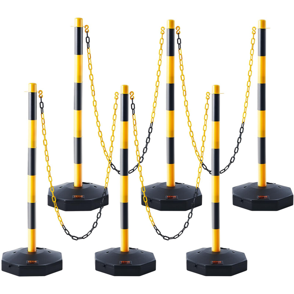 VEVOR Adjustable Traffic Delineator Post Cones, 4 Pack, Traffic Safety Delineator Barrier with Fillable Base 8FT Chain, for Traffic Control Warning Pa