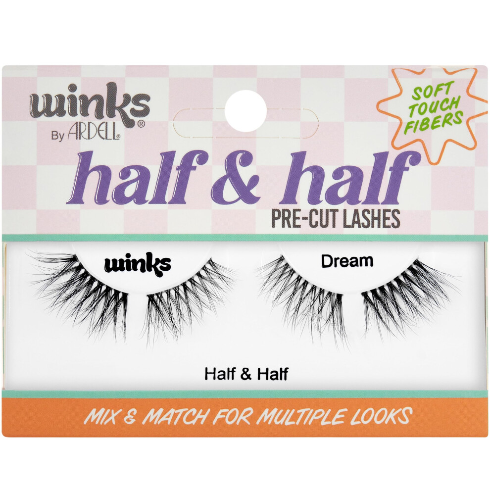 Ardell Winks Half & Half Pre-Cut Lashes Dream  False Eyelashes  DIY Lash Cluster for Cat Eye Look  Wispy Strip  1-Pack