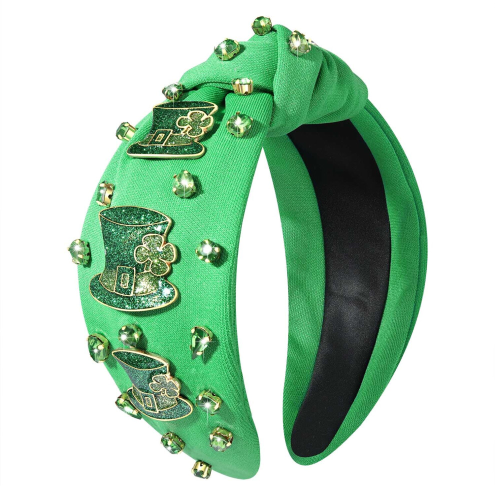 Bandeau de la Saint-Patrick, chapeau haut de forme vert, bandeau trèfle, bijoux en cristal noué, couvre-chef de fête, accessoires pour cheveux (c
