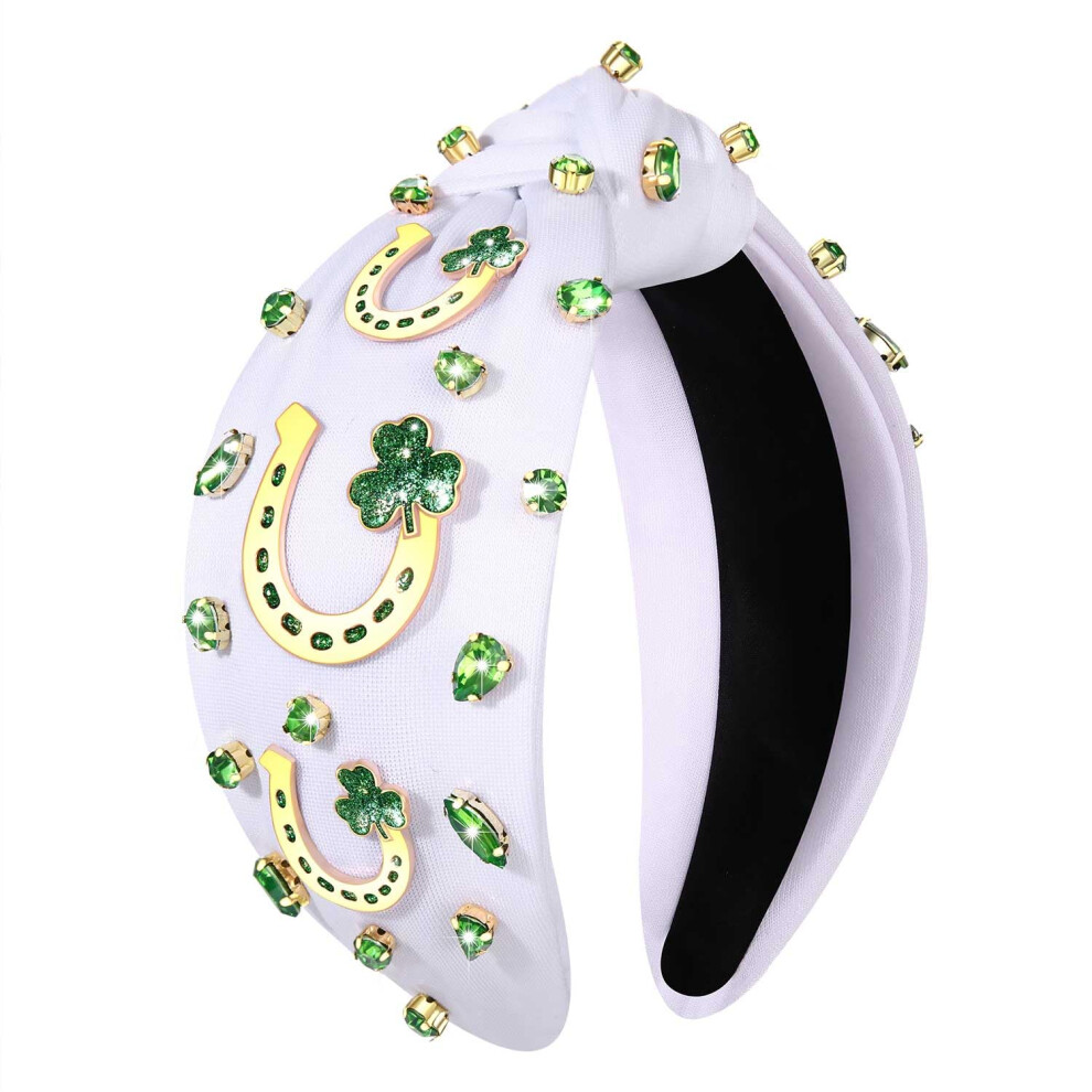 Serre-t  tes de la Saint-Patrick pour femmes, serre-t  te en forme de tr  fle, avec strass et cristaux, accessoires de f  te (fers    cheval)