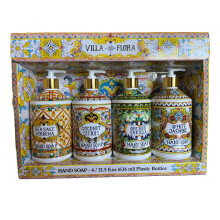 Home and Body Company Hand Soap Villa Flora Collection 16 FL/473ml Bottles infused with Essential Oils (SET OF 4) Sea Salt Verbena Coconut Citrus O