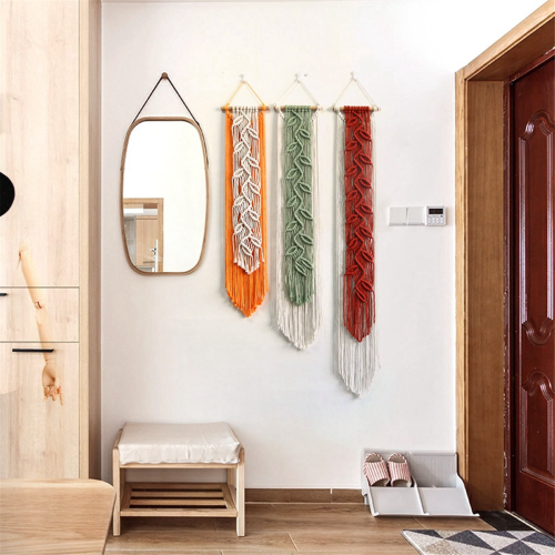 Nordic Leaf Woven Macrame Tapestry Hanging Boho Tassel Wall A 2