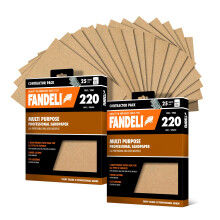 Fandeli | Multi-purpose sandpapir | 220 Grit | 50 ark på 9 '' x 11 '' | Ideel til metal- og træ sandpapir | Væg sandpapir | Håndslibning | Orbita