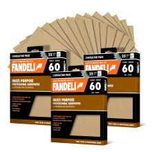 Fandeli | Multi-purpose sandpapir | 60 Grit | 75 ark af 9 '' x 11 '' | Ideel til metal- og træ sandpapir | Væg sandpapir | Håndslibning | Orbital