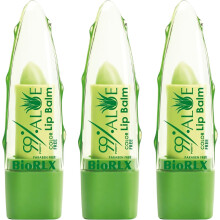 BioRLX 99% Purity Aloe Vera Color-Free Lip Balm - Natural Moisturizing Unisex Lip Care for Hydrated and Radiant Lips (Three Lip Balm) (Aloe - Color F