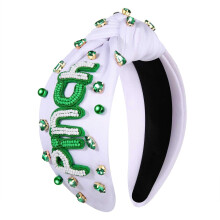 boderier St.patricks Day -ppanta helmill puristussuojattu Shamrock-ppanta Vihre jalokivi kristallisolmittu lomajuhla Hiuspanta Phine Hiustarv