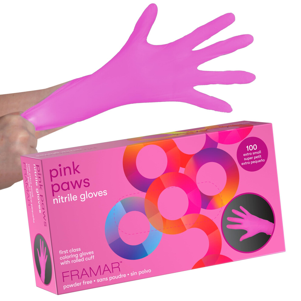 Framar Pink Gloves Disposable Latex Free Xs - Pink Nitrile Gloves Xs Xs Nitrile Gloves Xs Gloves Nitrile Rubber Cleaning Gloves Pink Disposable Gl 680343900368