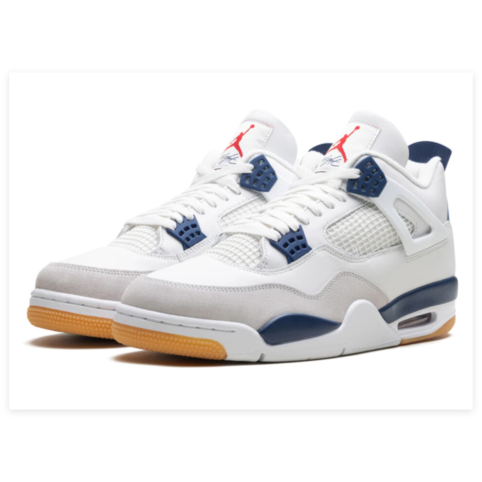 (UK6.5) Air Jordan 4 Retro SB 'White Navy'Womens Men's Adult Kids AJ4