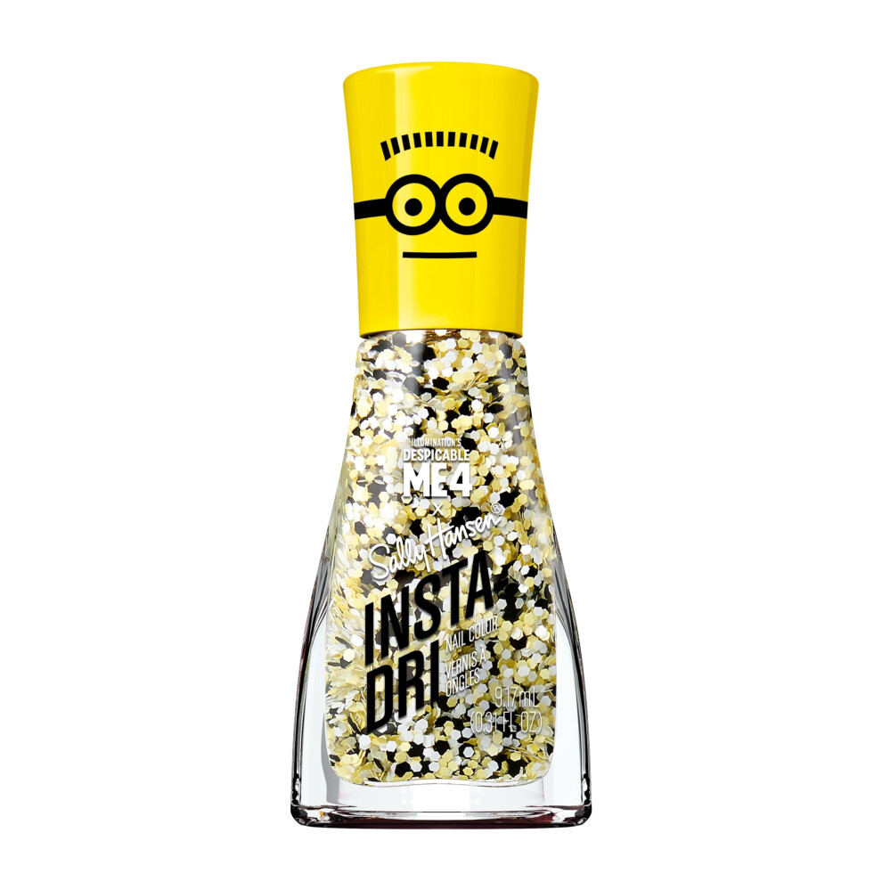 Sally Hansen Insta-Dri X Despicable Me  Gogglicious  Quick Dry  Long Lasting  Streak-Free Shine  Black and Yellow Glitter Nail Polish