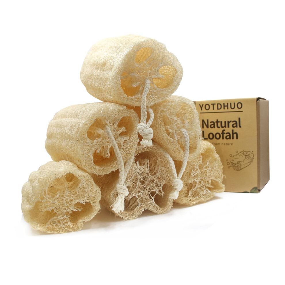 Yotdhuo Natural Luffa Sponges Exfoliating Body Scrubber(4.7 Family 6Pack) Organic Loofah Unveil Your Skin's Natural Beauty