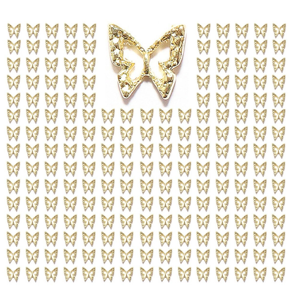 Qiipii Golden 180Pcs Butterfly Nail Charms Bulk 3D Butterflies Charms For Acrylic Nails Nail Alloy Studs Charms Nail Art Jewels Decoration Supplies A