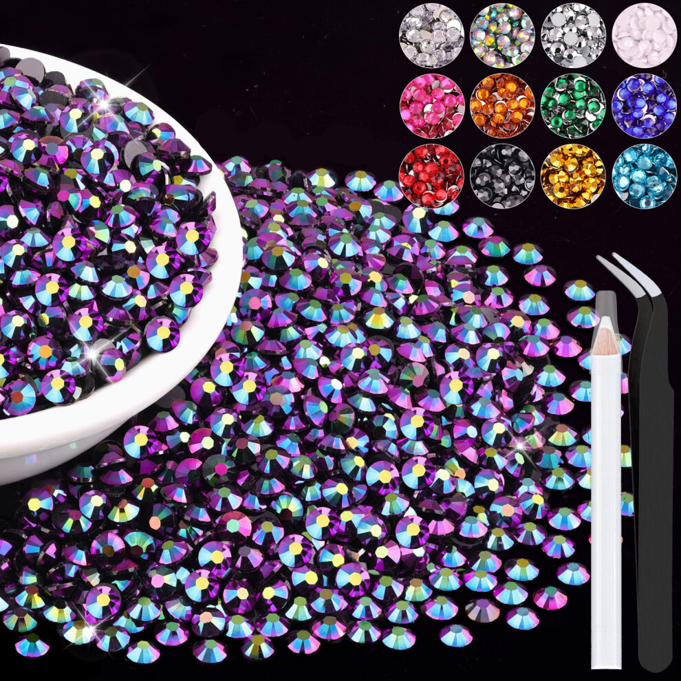 6000 Pezzi Di Strass In Resina Gelatinosa Da 4 Mm All'ingrosso (Nero Violaceo Ab) Cristalli Abbaglianti A Dorso Piatto Per Creazioni Fai Da Te, D-image