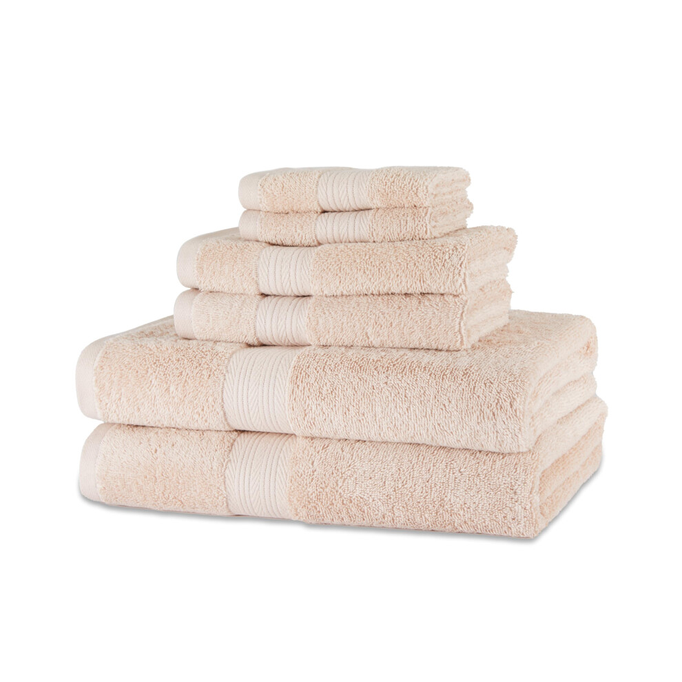 Amazon Basics Fade Resistant Bath  Hand and Washcloth Towel Set  100% Cotton  Set of 6  30 x 54 inches  Blush Pink-image-OPC-PGDQ5BZ-NEW