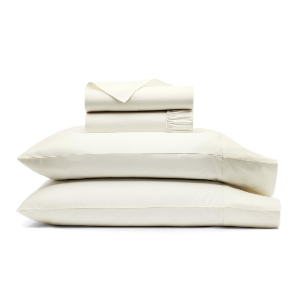 Parure de draps     ourlet Signature BOLL & BRANCH - California King Cream - 100 % coton biologique de luxe - Comprend 1 drap plat, 1 drap-housse e