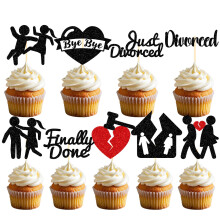 Deorfuy Divorce Party Decorations for Women - 36PCS Divorce Cupcake Toppers Finally Done Just Divorced Cupcake Picks for Freedom Bachelor Supplie
