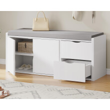 LVB Storage Entryway Bench Long Shoe Bench with Drawers Storage Shelf Modern Entry Way Bench with Padded Cushioned Seating Wood Shoe Rack Bench fo