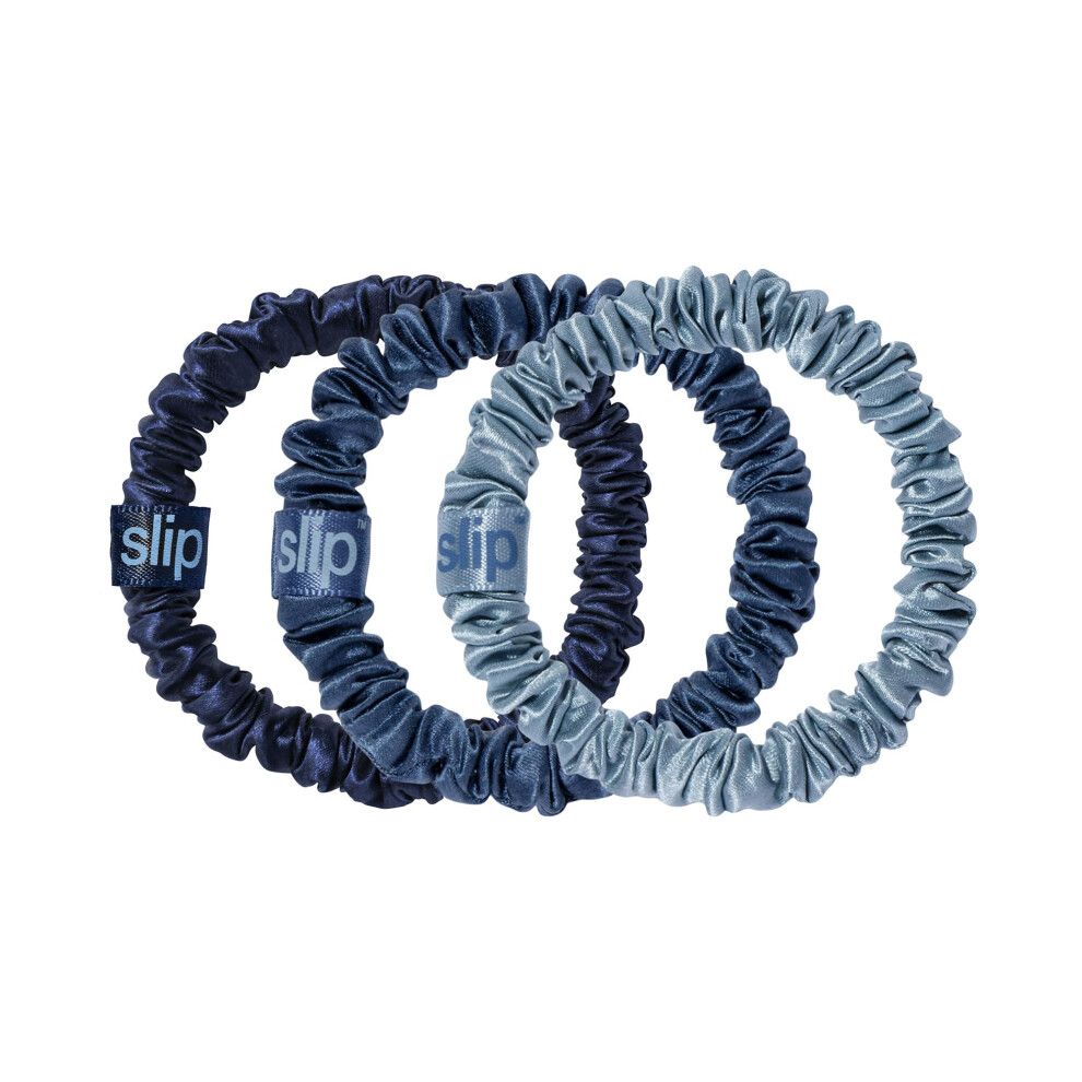 Slip Skinny Scrunchies: Anti-Crease Anti-Breakage Slipsilkdesign Protects Delicate Hair | Amazon Exclusive Includes 3 Pure Silk Scrunchies Sea