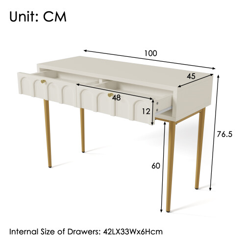 Dressing Table Cream-White -H76.5/W100/D45 Cm 1